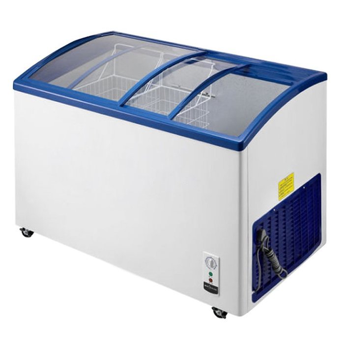 251L Curved Glass Door Display Showcase Ice Cream Merchandise Freezing Cabinet Chest Deep Freezer Supermarket... N4