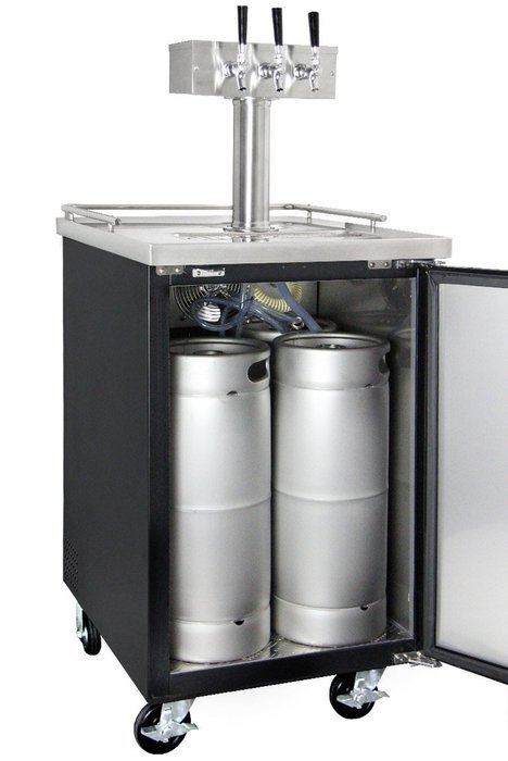 Kegco Three Faucet Commercial Direct Draw Beer Dispenser Black Kegerator Keg Cooler XCK-1B-3 N13
