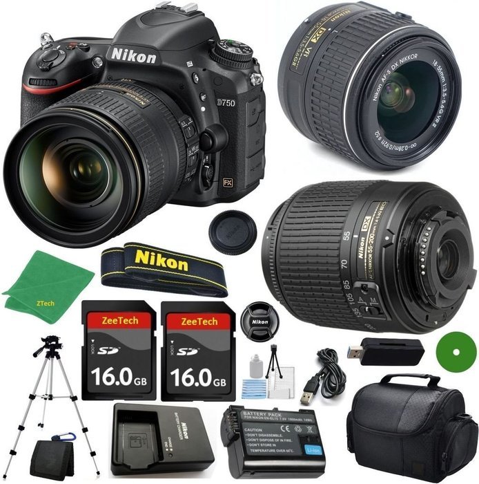 Nikon D750 - International Version (No Warranty), 18-55mm f/3.5-5.6 DX VR, Nikon 55-200mm f4-5.6G ED DX Nikkor... N3