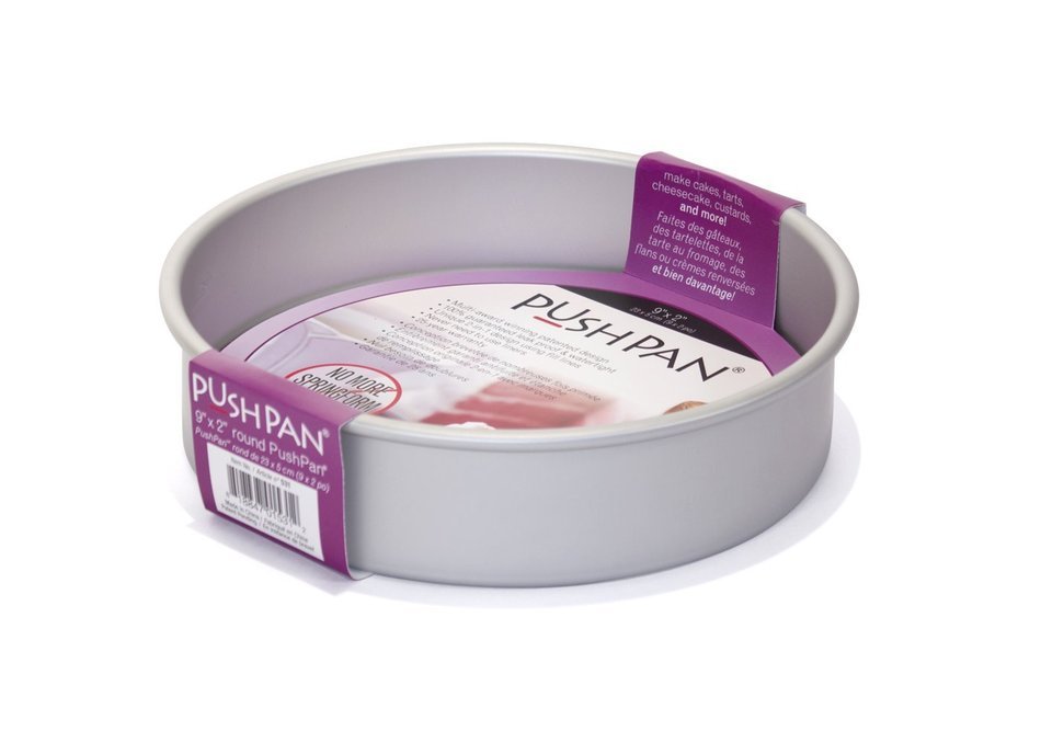 PushPan Round 6 by 2-Inch Aluminum Cake Pan, Silver N6