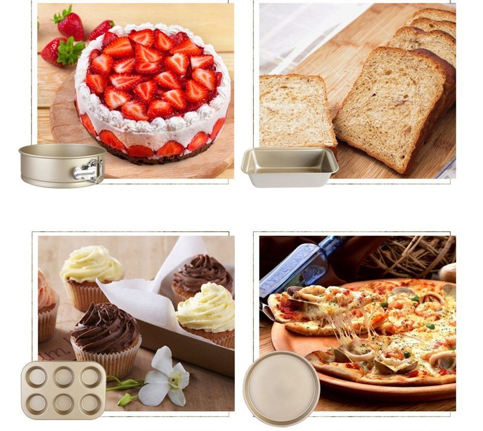 DIY Cake Pan Mold Decorating Kit Baking Pan Stainless Steel Non Stick Bakewear Set of 5 Pizza Tray Roasting Square... N6
