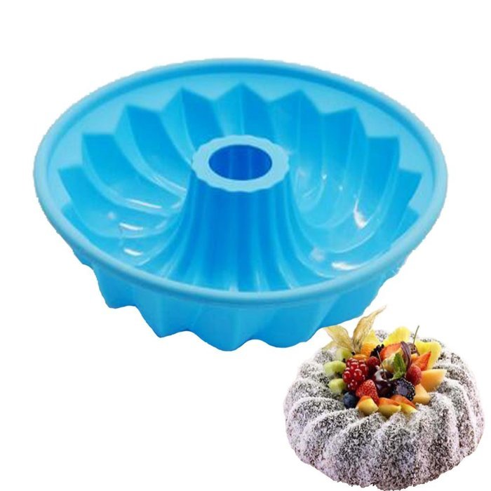 1ea 9" Alekoo Non-Stick Silicone DIY Cake Bundt Pans, Chiffon Mold, Savarin Pan (High) N4