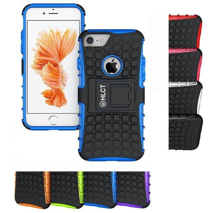 iPhone 7 Case, HLCT Rugged Shock Proof Dual-Layer Case with Built-In Kickstand for iPhone 7 4.7 Inch (Orange) N6
