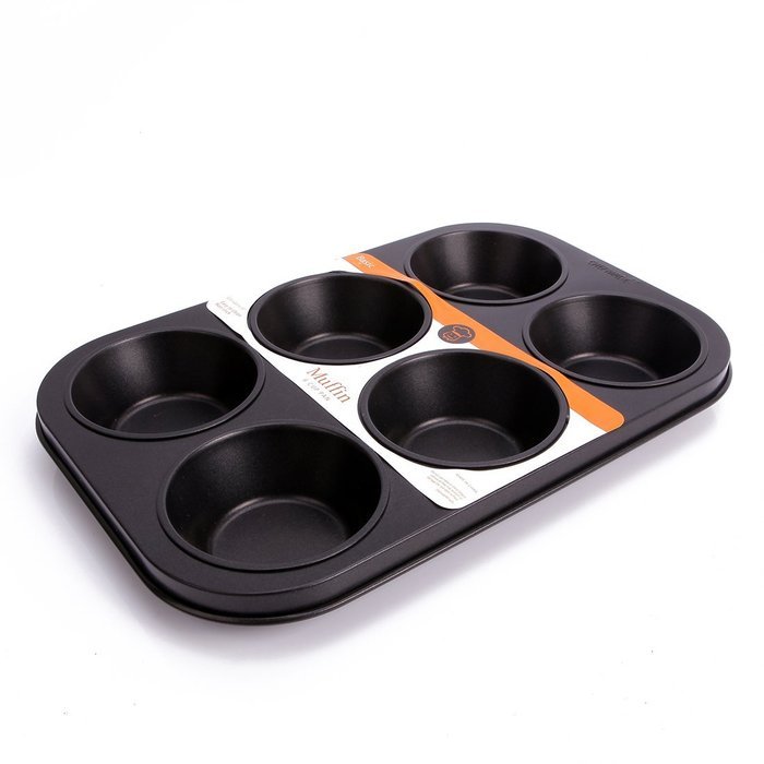 uxcell Casa-J Bakeware Muffin Pans 6 Cup Nonstick Stainless Steel Black N4