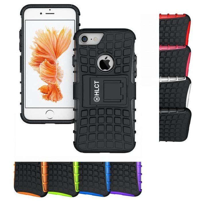 iPhone 7 Case, HLCT Rugged Shock Proof Dual-Layer Case with Built-In Kickstand for iPhone 7 4.7 Inch (Orange) N8