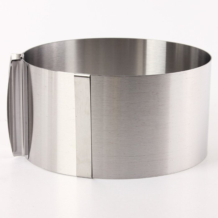 6-12" Adjustable Stainless Steel Mousse Cake Ring Baking Mold 2Handle Layered N2