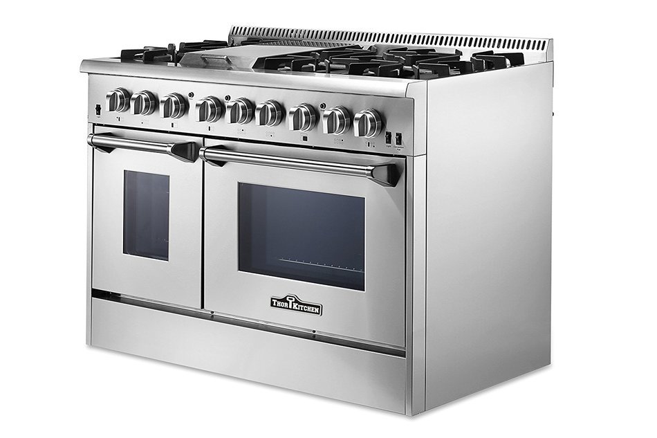 Thorkitchen HRD4803U 48" Freestanding Professional Style Dual Fuel Range with 4.2 and 2.5 cu. ft. Double Oven,... N3