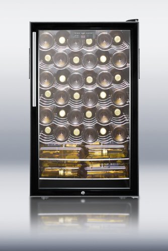 Summit SWC525LHV: 20" wide freestanding wine cellar with lock, digital thermostat and thin pro handle