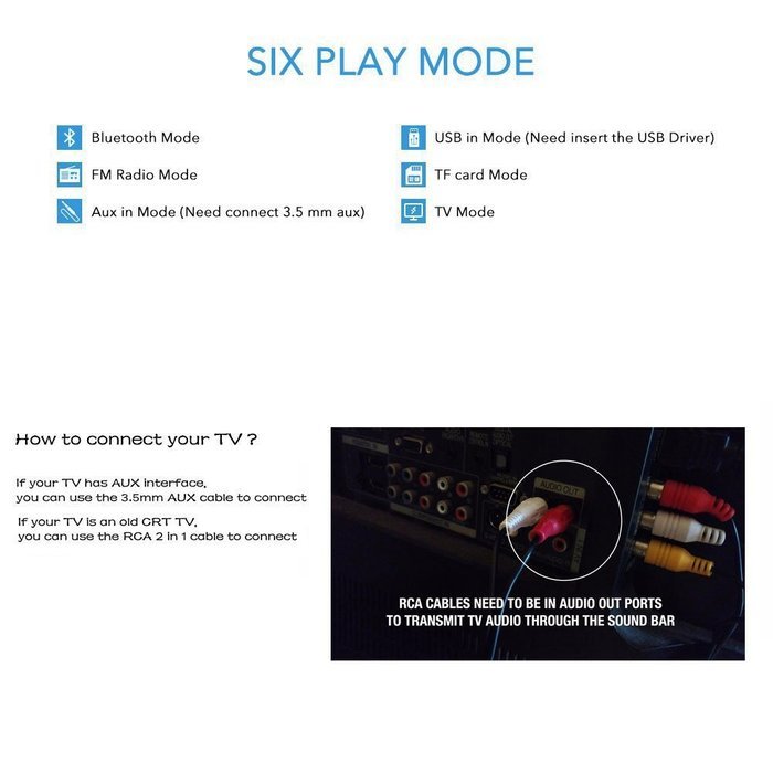 Bluetooth Soundbar, Earto 12W Powerful 2.0 Channel 3D Surround Stereo Wireless Bluetooth Soundbars Speakers Support... N2