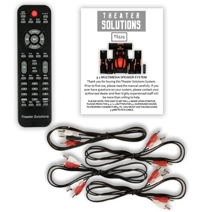 Theater Solutions TS523 Deluxe 5.1 Home Theater Speaker System with LED Lights Multimedia Gaming N3