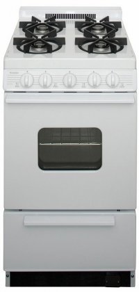 Premier BHK5X0OP ADA Compliant White 20" Cordless Sealed Gas Range with 2.4 Cu. Ft. Capacity Battery-Generated...