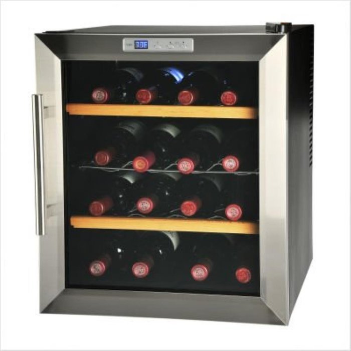 Kalorik 16-Bottle Wine Cooler, Black/Silver N2