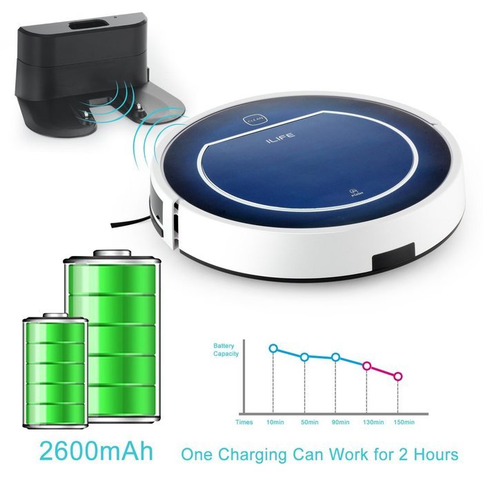 ILIFE V7 Smart Robot Vacuum Cleaner, Buletooth Control,Sensor,Household Cleaning with Efficency Improved N7