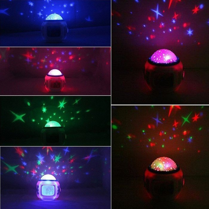New Starry Sky Music Projector Electronic Calendar Colourful Creative Multi-function LED Clock Hot