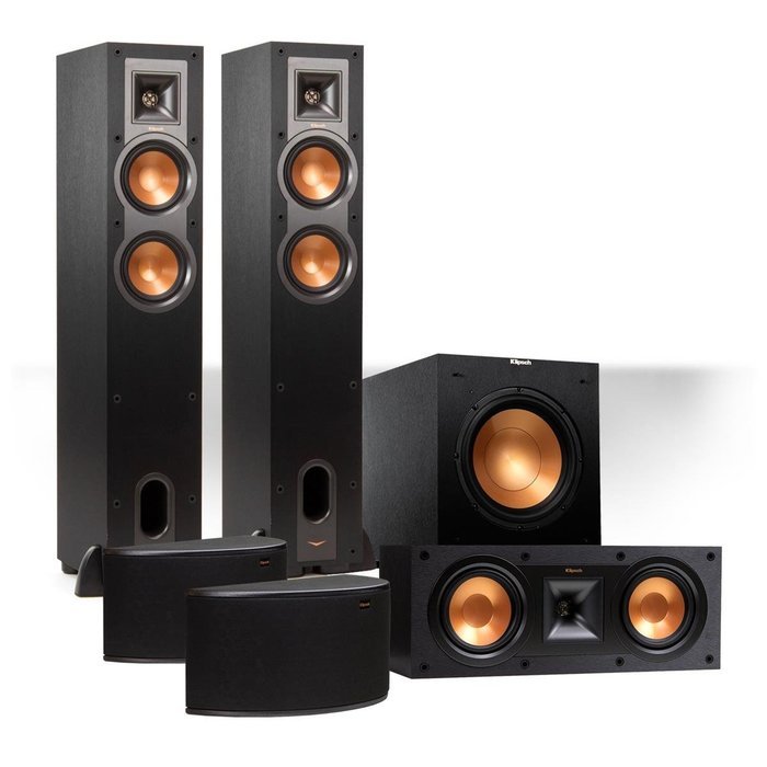 Klipsch Reference 5.1 Channel R-24F Surround Home Theater Speaker Bundle with 12" Subwoofer (Black) N3
