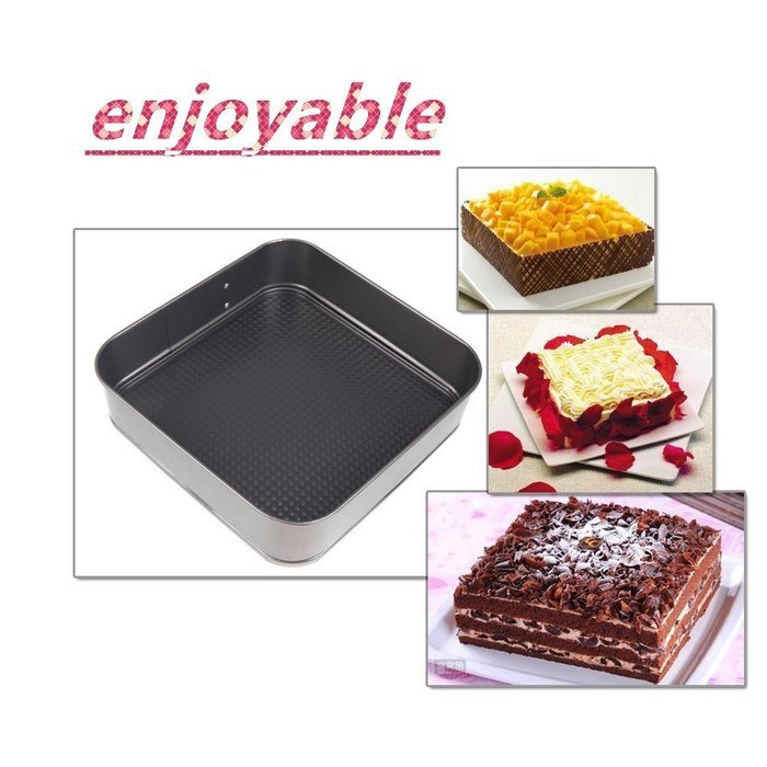 Set of 3 Springform Cake Tin Nonstick Baking Pan DIY Heart/Round/Square Shaped Birthday Cake Molds-Enjoy your... N2
