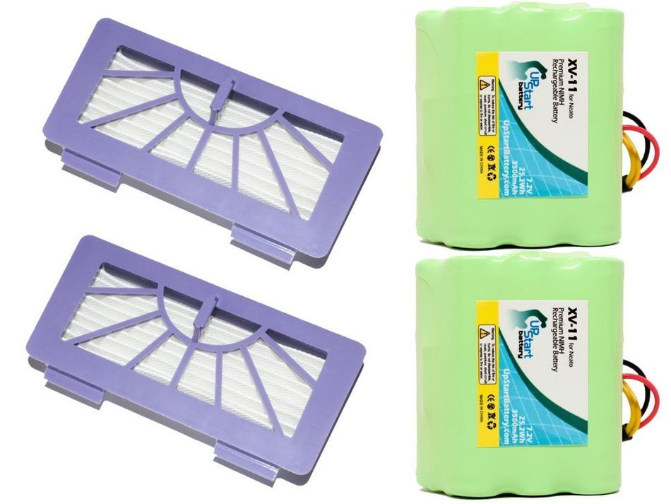 2-Pack Neato XV-21 Battery and Filter - Kit Includes 2 Neato Battery and 2 Filter (3500mAh, 7.2V, NI-MH)