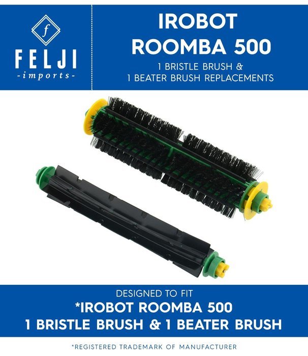 Felji iRobot Roomba 500 Replacement 1 Bristle Brush & 1 Beater Brush