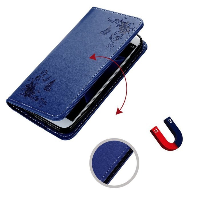 S7 Case,Samsung Galaxy S7 Case - Wallet Embossed Flowers Smart Magnetic Close High Quality Premuim PU Leather... N29