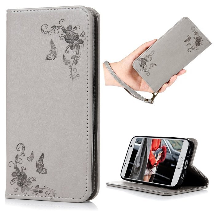 S7 Case,Samsung Galaxy S7 Case - Wallet Embossed Flowers Smart Magnetic Close High Quality Premuim PU Leather... N32