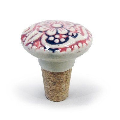 Vinotemp VNTEP-CRSTOP04 Epicureanist Floral Ceramic Bottle Stopper, Red/White