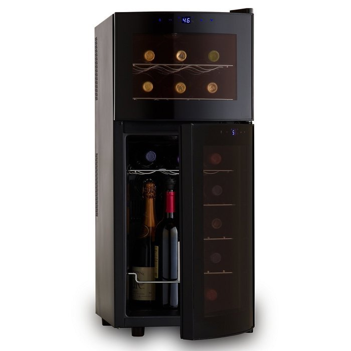 Wine Enthusiast Silent 21 Bottle Dual Zone Wine Refrigerator with Curved Doors N2
