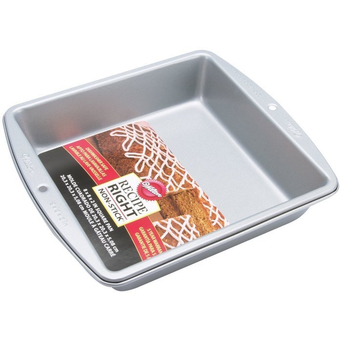 Premium Wilton 8 Inch Square Gauge Steel Baking Cake Pan and a Jamie Soft Grip Potato Masher Combo