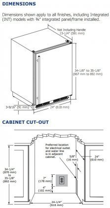 U-Line UCO1224FINT00B 24" Built In Counter Depth Compact Refrigerator with 4.2 cu. ft. Capacity, in Panel Ready N2