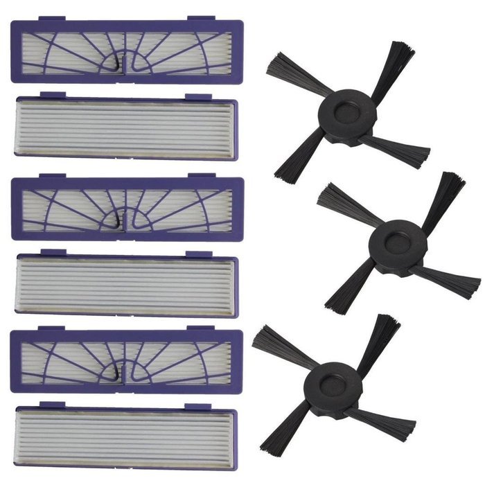 Qisc 6PC Filter + 3PC Side Brushes Replacement for Neato Botvac 70e 75 80 856PC Filter + 3PC Side Brushes Replacement... N3