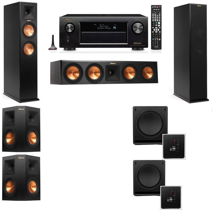 Klipsch RP-250F Tower Speakers-SW-112-5.2-Denon AVR-X3200W