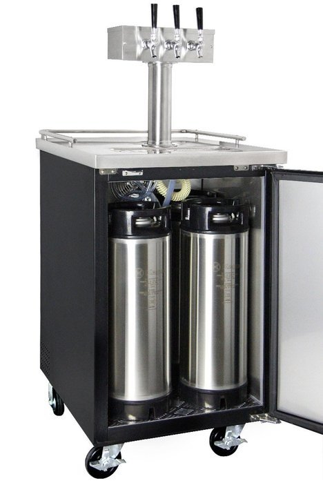 Kegco Three Faucet Commercial Direct Draw Beer Dispenser Black Kegerator Keg Cooler XCK-1B-3 N18