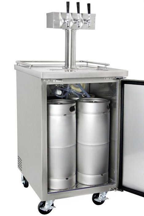 Kegco Three Faucet Commercial Direct Draw Beer Dispenser Black Kegerator Keg Cooler XCK-1B-3 N20