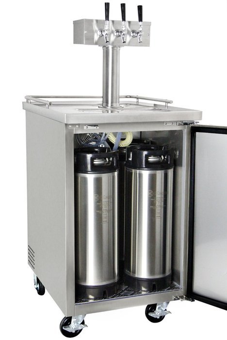 Kegco Three Faucet Commercial Direct Draw Beer Dispenser Black Kegerator Keg Cooler XCK-1B-3 N21