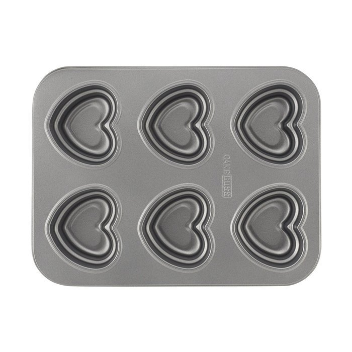 Cake Boss Novelty Nonstick Bakeware 6-Cup Round Cakelette Pan, Gray N5