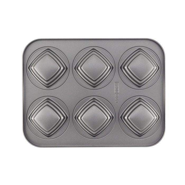 Cake Boss Novelty Nonstick Bakeware 6-Cup Round Cakelette Pan, Gray N6