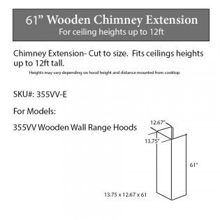 ZLINE 61 in. Wooden Chimney Extension for Ceilings up to 12.5 ft. N5