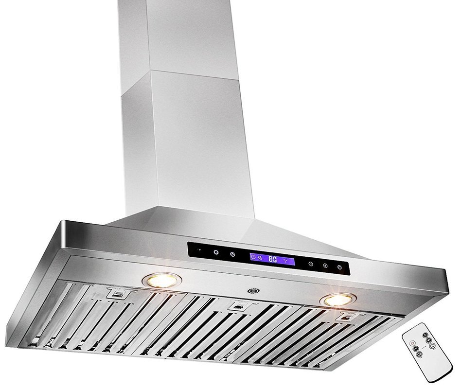 GOLDEN VANTAGE 36" Wall Mount Stainless Steel Ductless/Ventless Range Hood With Gas Sensor & Remote GVW36-B02CF N3