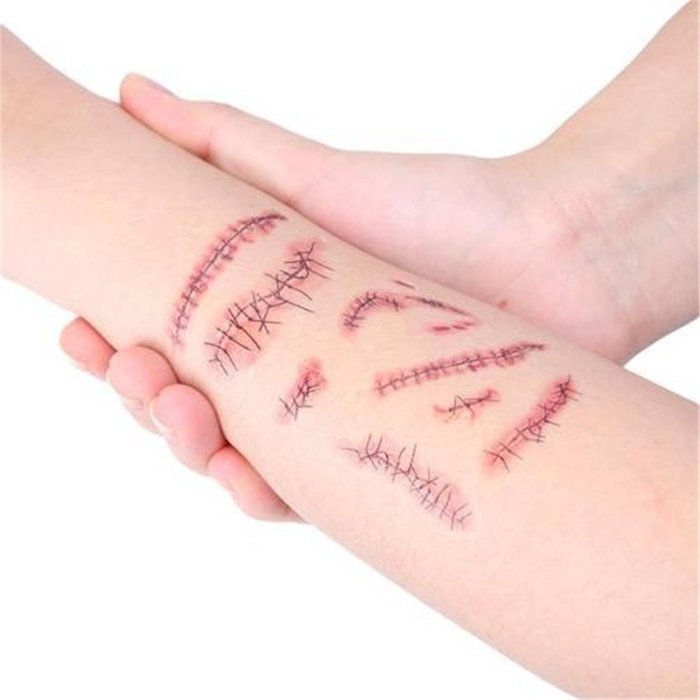 GUAngqi 10pcs Wounds Temporary Tattoos Halloween Zombie Scars N2