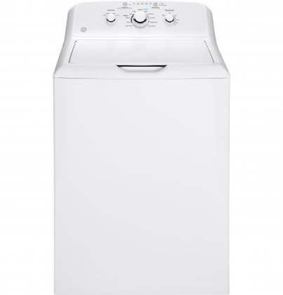 GE White Laundry Pair with GTW330ASKWW 27" Top Load Washer and GTX33GASKWW 27" Front Load Gas Dryer N3