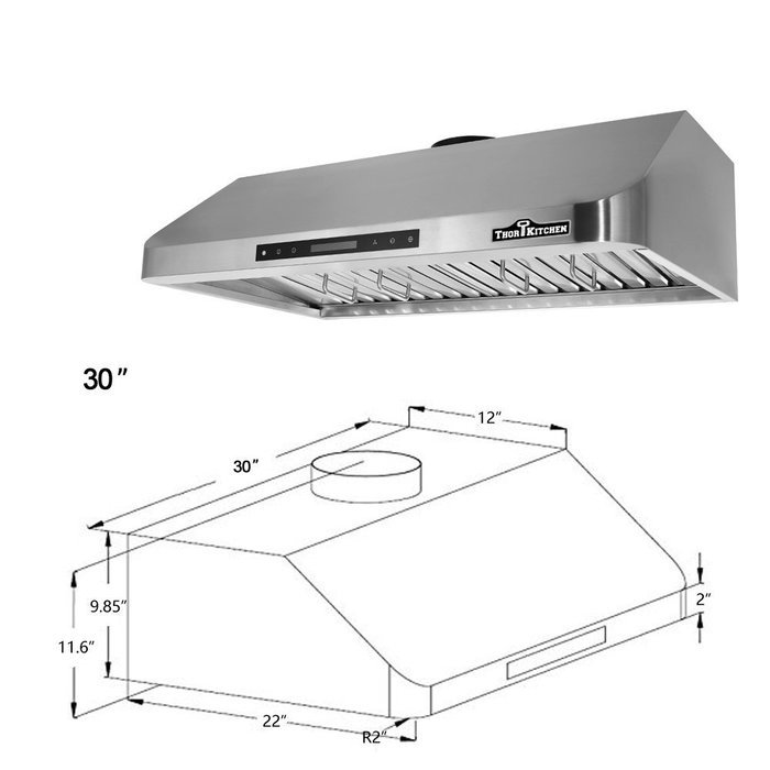Docooler THOR KITCHEN Stainless Steel Under Cabinet Range Hood 900 CFM Kitchen Ventilator Baffle Filter 30in/36in... N4