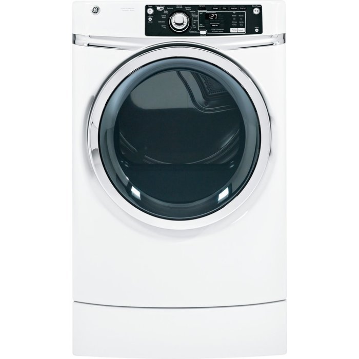GE RightHeight Design GFDR270EHWW 28" Front-Load Electric Dryer with 8.1 cu. ft. Capacity White N3