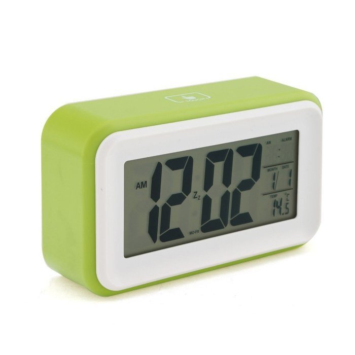 Snooze Digital Alarm Atmo Clock LCD Display Light Sensor Control Temperature N3