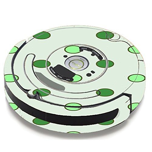 Skin Decal Vinyl Wrap For IRobot Roomba 650 655 Vacuum / Green Polka Dots