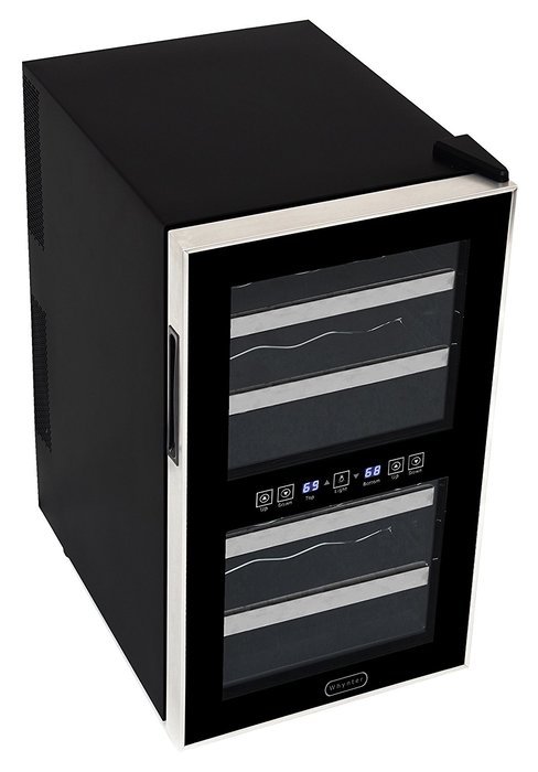 Whynter WC-181DS 18 Bottle Dual Zone Touch Control Wine Cooler, Black with Stainless Steel Trim N3