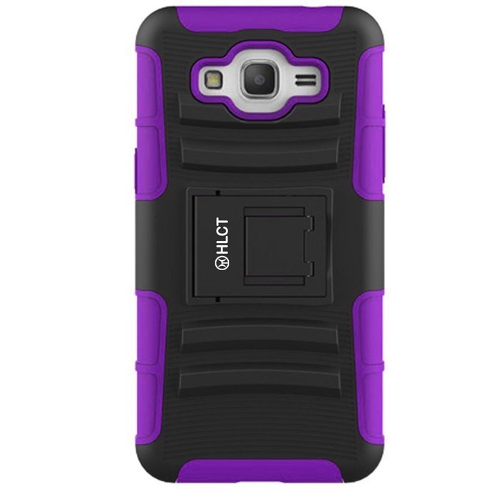 Galaxy Grand Prime Case, HLCT Rugged Shock Proof Dual-Layer PC and Soft Silicone Case With Built-In Kickstand... N26