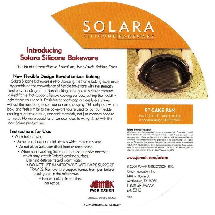 Solara Cake Pan - Silicone 9 inch Round Cake Mold - Flexible Non-Stick Bakeware with Removable Metal Frame N6
