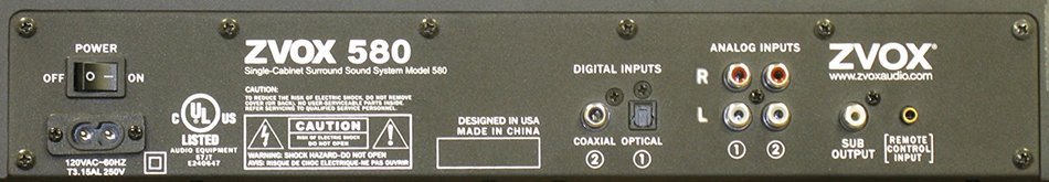 ZVOX 580 Low-Profile Single-Cabinet Surround Sound System with Optical and Coaxial Digital Inputs N2