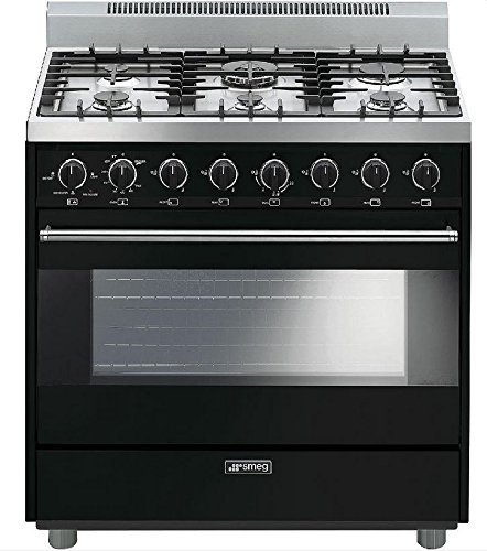 Smeg C36GGNU 36" Free Standing Gas Range with 6 Gas Burners and 3 Cooking Modes, Black