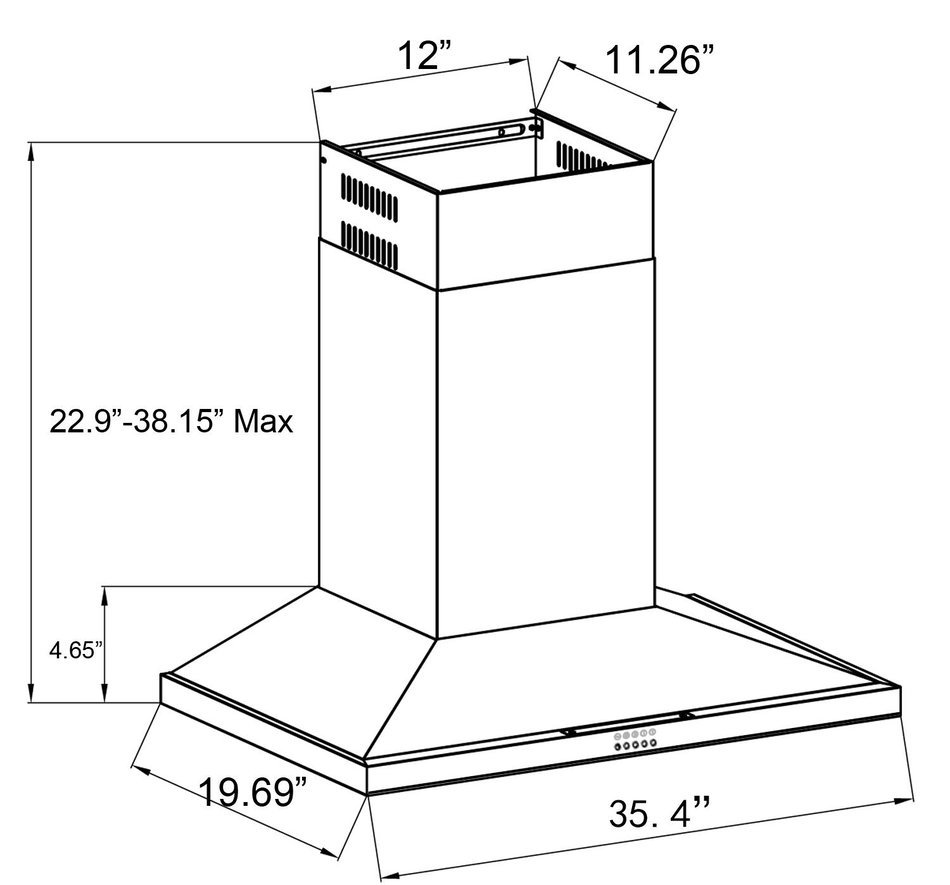 Golden Vantage&reg; 36&ldquo; Stainless Steel Wall Mount Range Hood Control Light Lamp Kitchen Vents N5