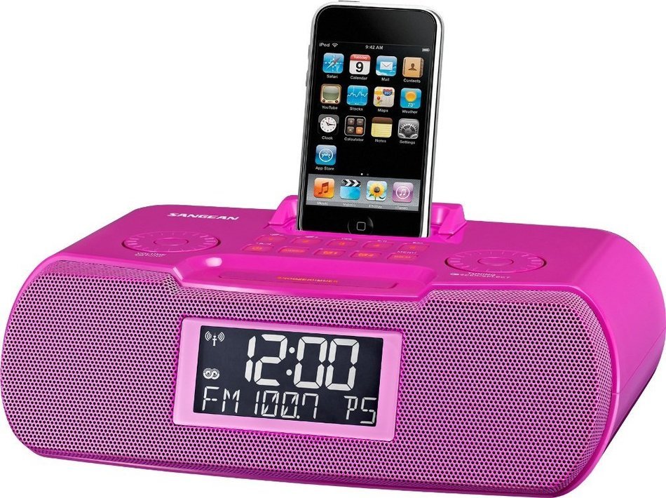 Sangean RCR-10PK FM-RBDS/AM/Aux-in Digital Tuning Atomic Clock Radio Compatible with iPod, Pink, FM/AM Stereo...